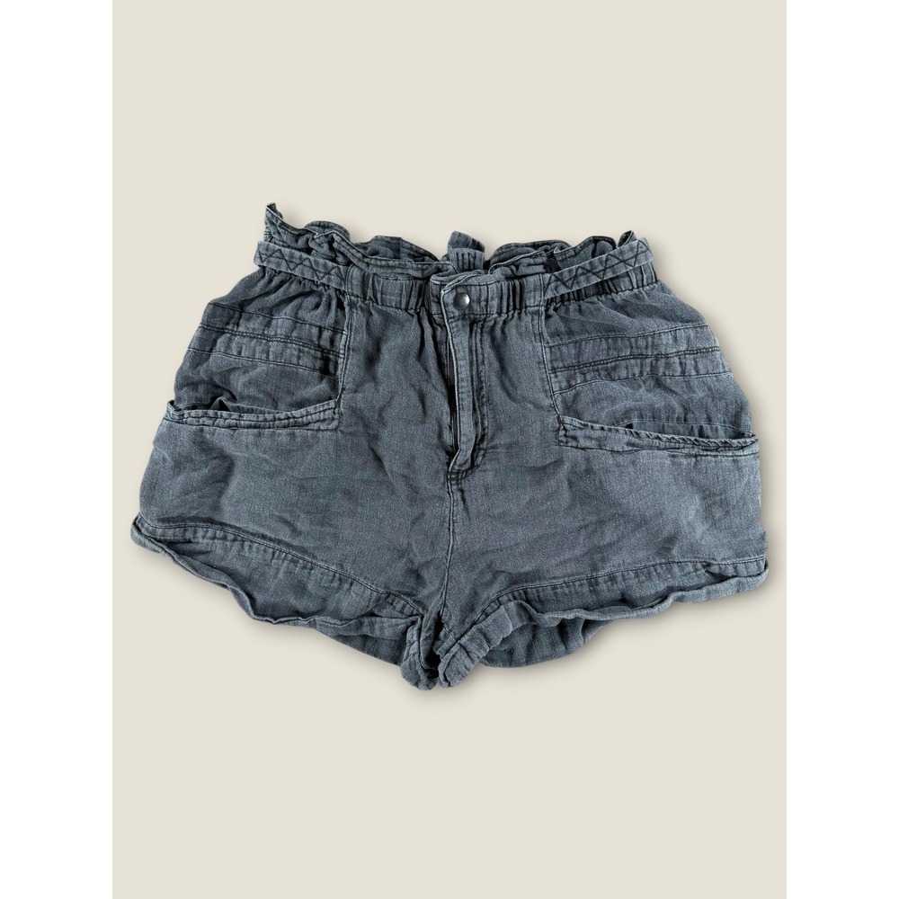 Free People Charcoal Gray Linen Blend Paperbag Waist Shorts Small OB1616532